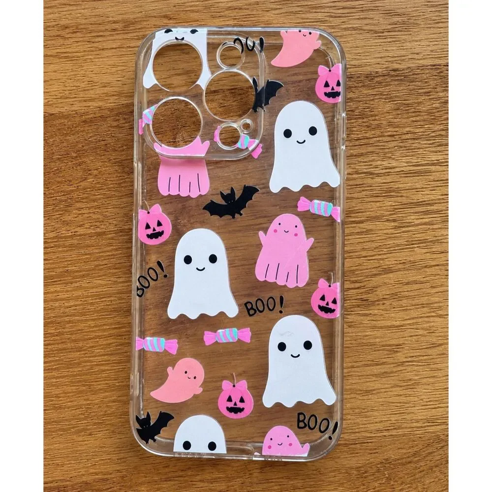 Pink Ghost Halloween iPhone 15 Pro Case